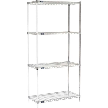 Nexel 5 Tier Chrome Wire Shelving Add-On Unit, 36W x 24D x 86H A24368C5